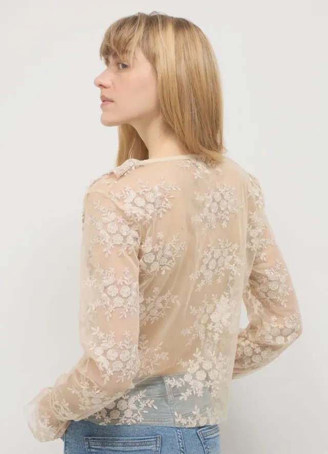 Calliope blouse femme dentelle volants manches longues S