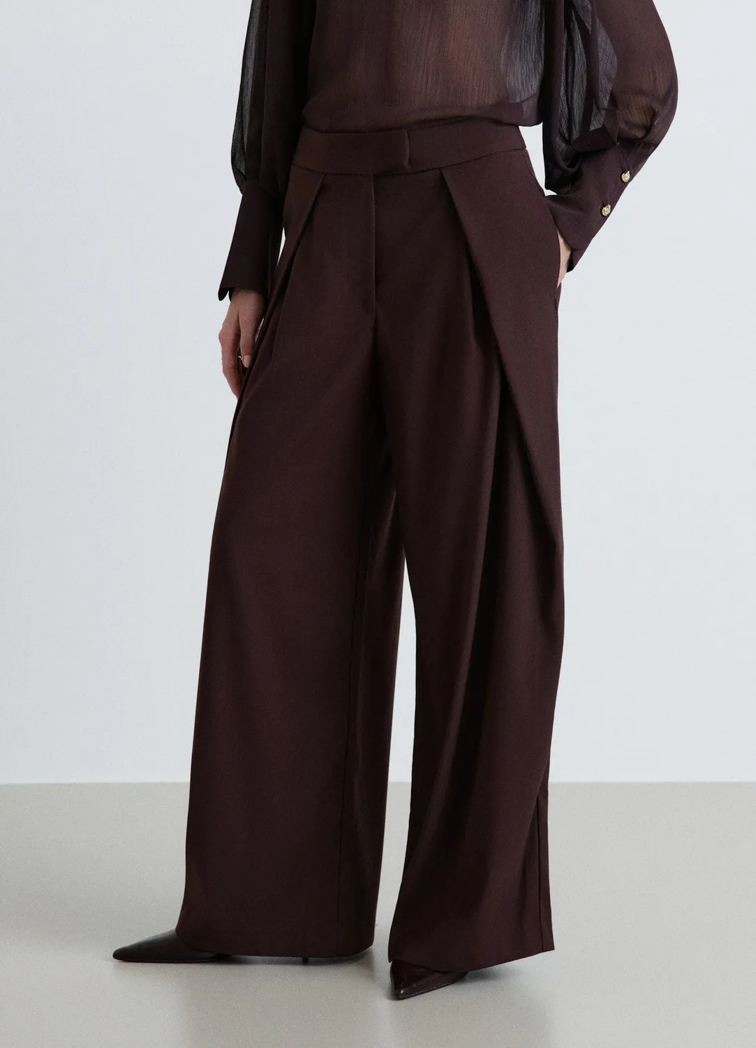 Calliope pantalon palazzo femme plis taille haute