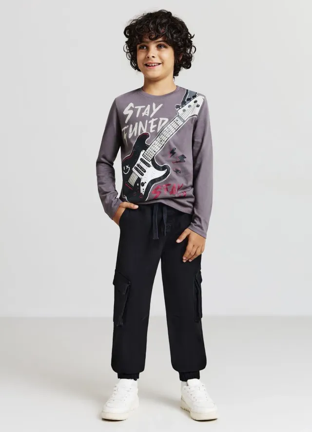 Calliope pantalon cargo coton garçon élastique