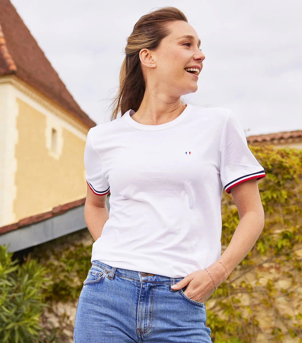 Cocorico Iconique Supporter T-shirt Femme Blanc coton