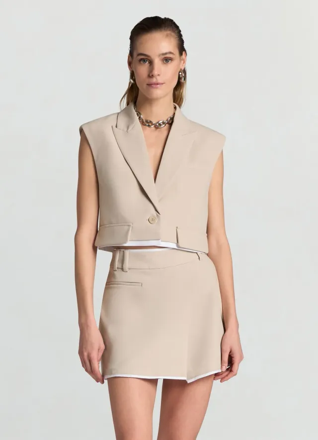Calliope gilet court femme revers 1 bouton