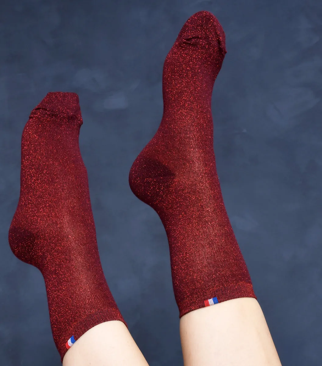 Cocorico La Scintillante chaussettes femme rouges coton