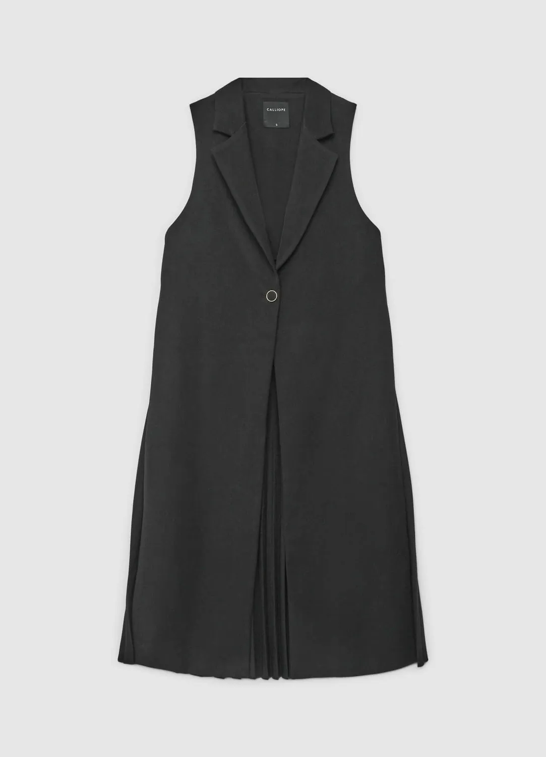Calliope gilet long plisse femme sans manches bouton unique