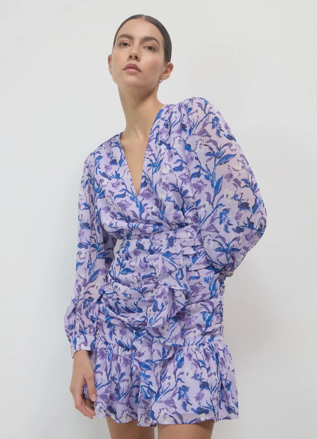 Calliope robe courte femme fleurie col V