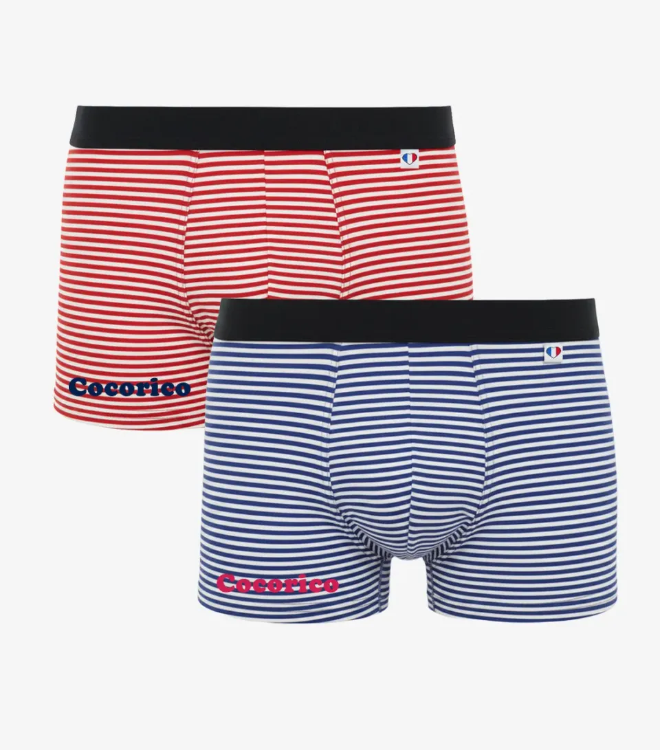 Cocorico Pack Cocorico boxer homme Marinière x2 coton