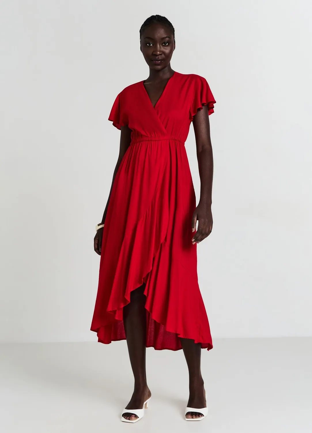 Calliope Robe longue croisée volants femme