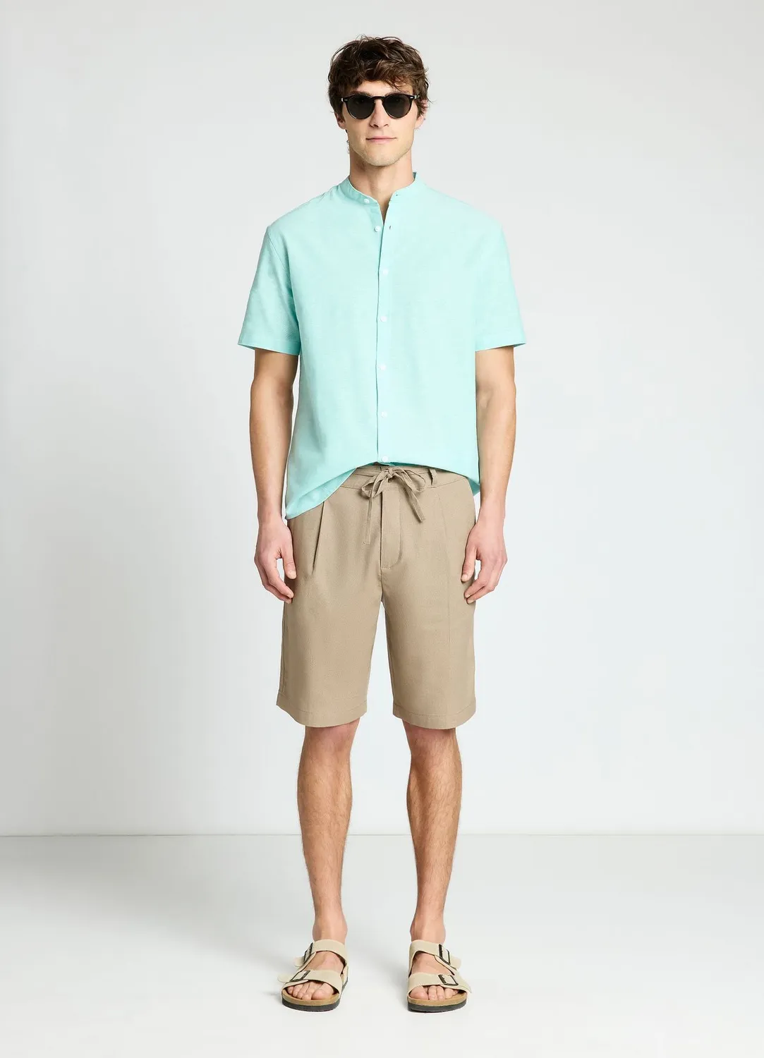 Calliope chemise lin homme col coréen manches courtes