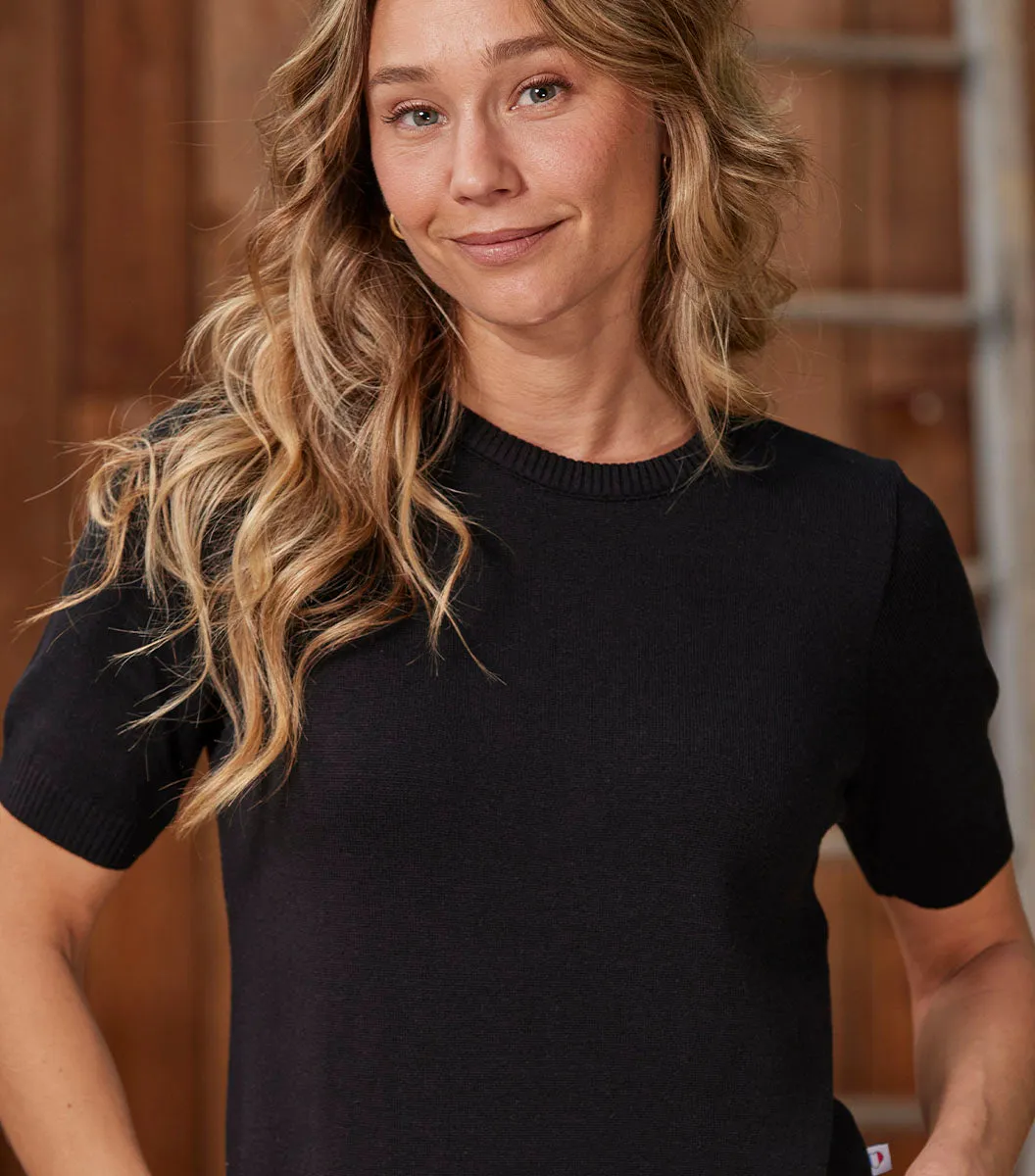 Cocorico t-shirt maille femme noir coton