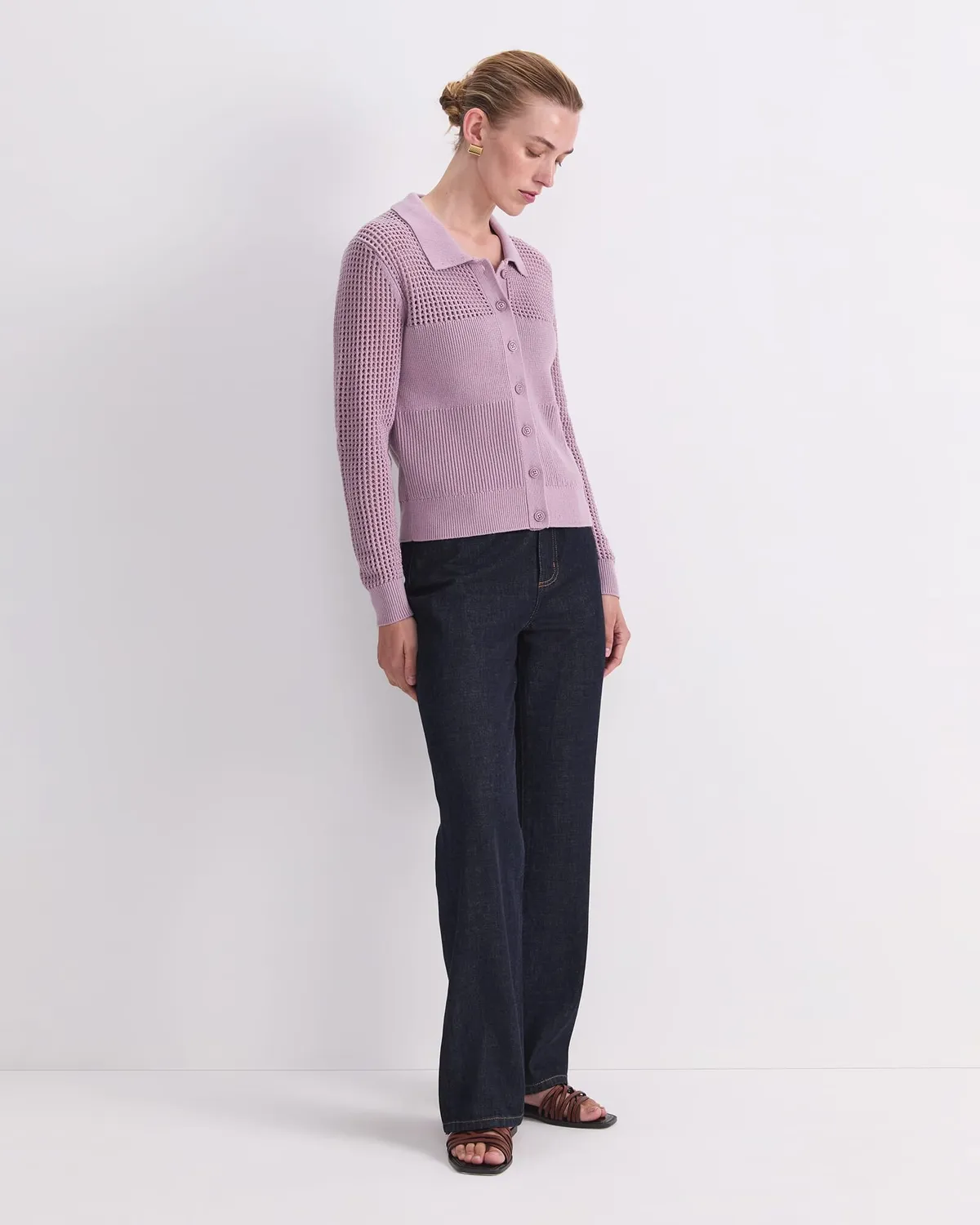Sportscraft Elka Pointelle cardigan coton femme col chemise