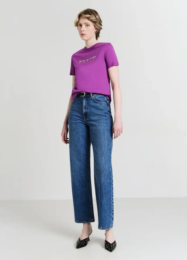 Calliope t-shirt nœuds strass femme coton col rond