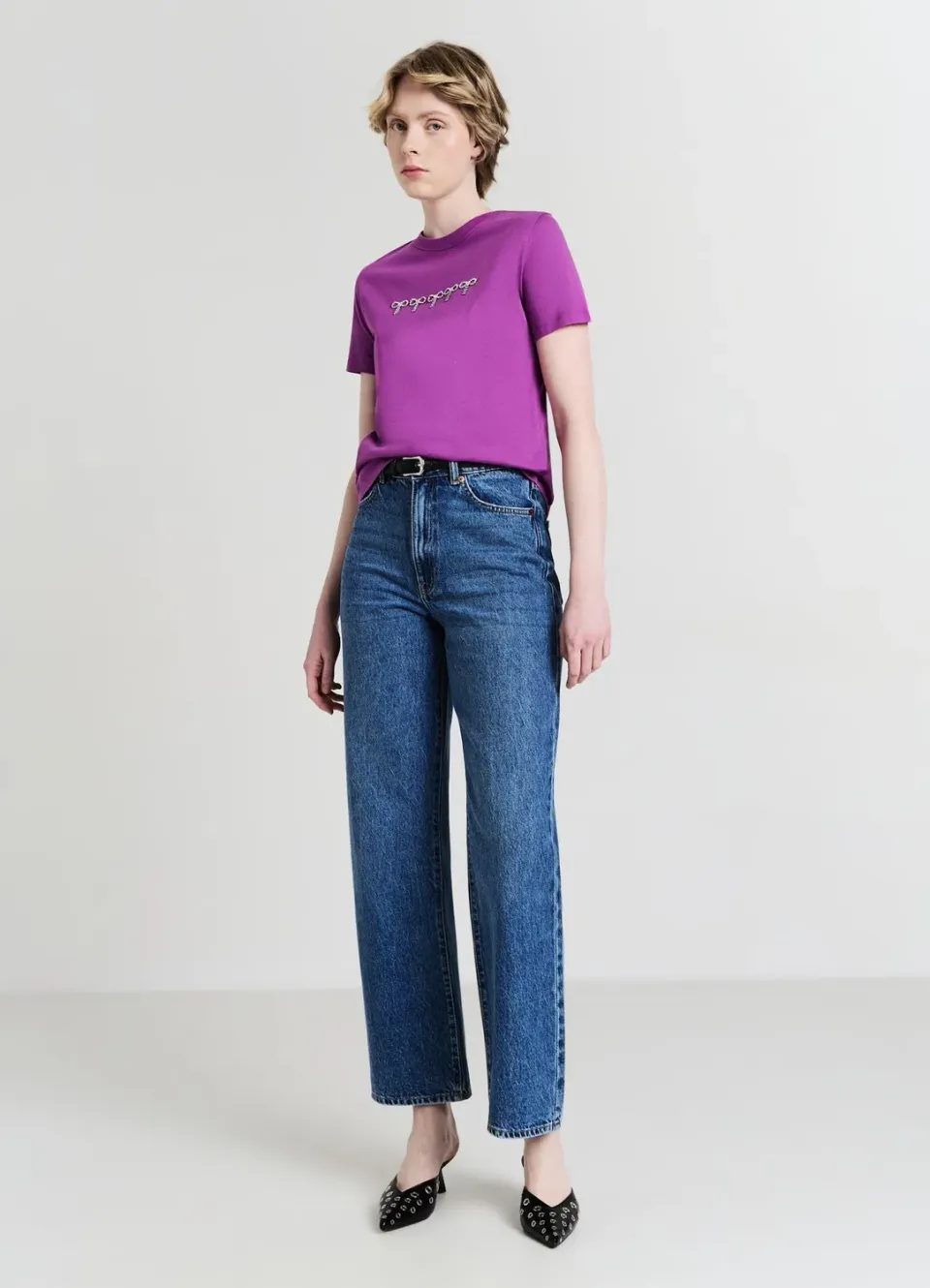 Calliope t-shirt nœuds strass femme coton col rond