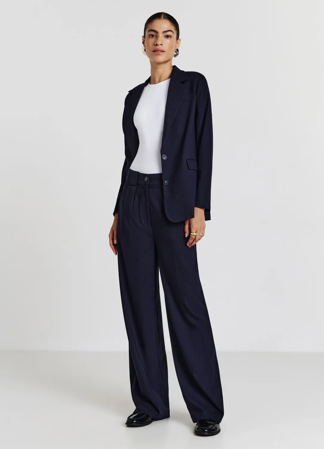 Calliope pantalon palazzo rayé femme bouton zip