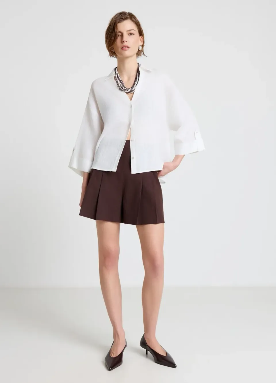 Calliope bermuda femme taille haute pinces