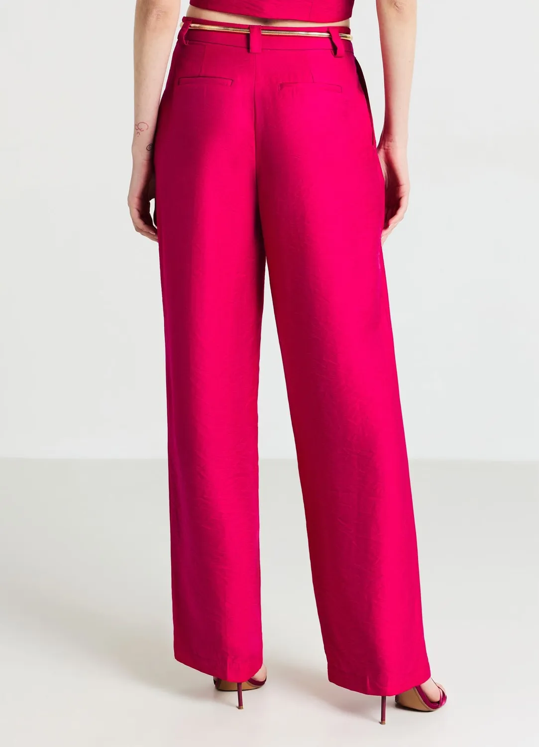 Calliope pantalon palazzo uni poches latérales
