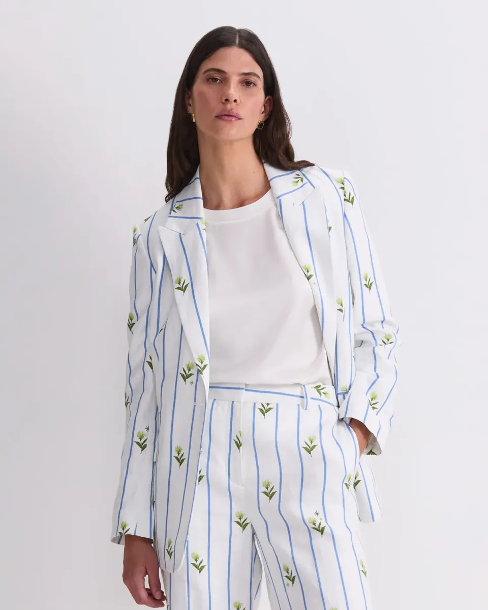 Sportscraft Hampton Stripe Blazer lin rayé femme