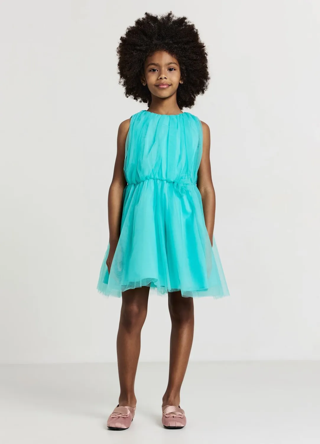 Calliope robe tulle fille courte rose cérémonie
