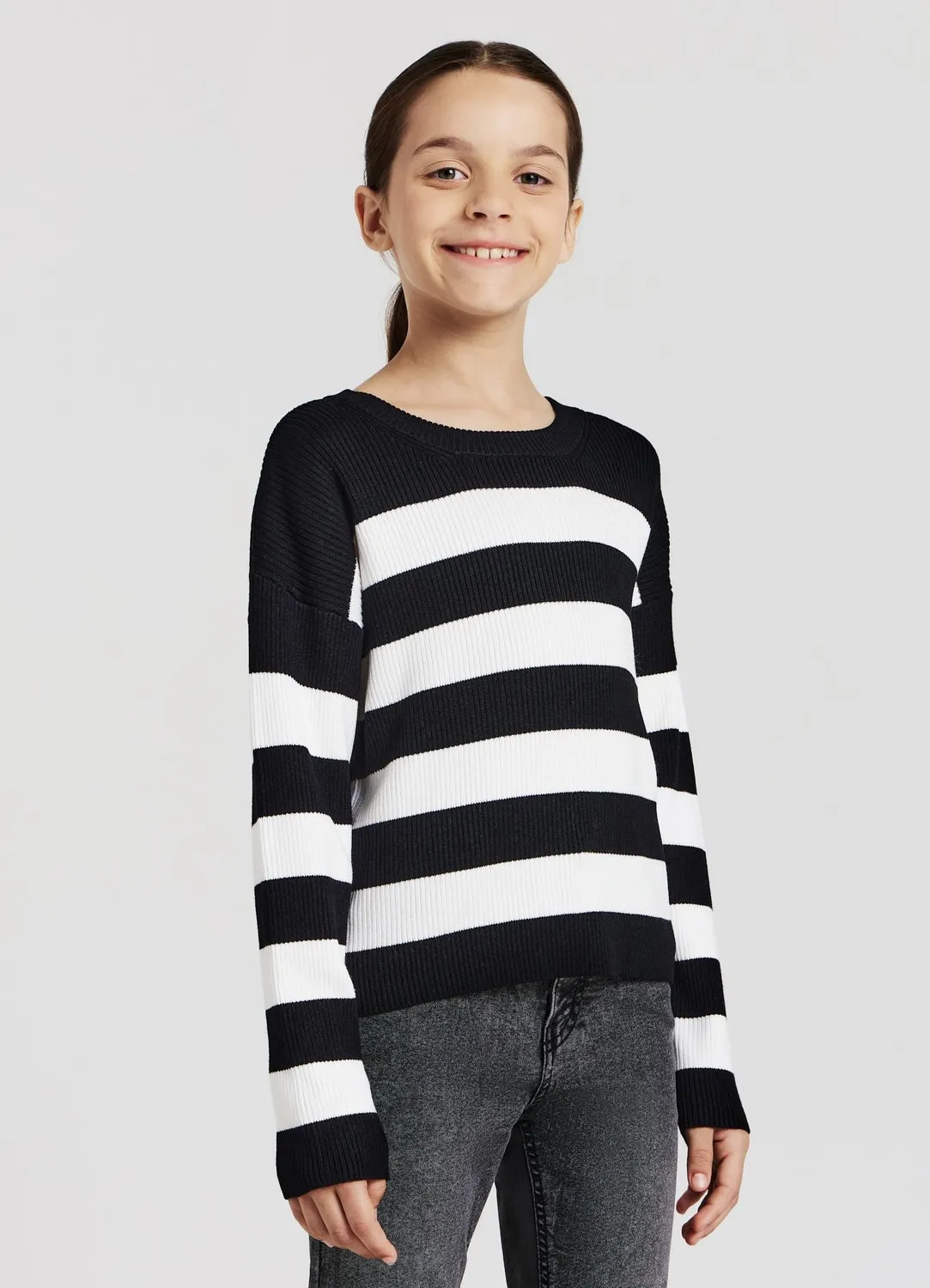 Calliope pull rayé fille côtes manches longues