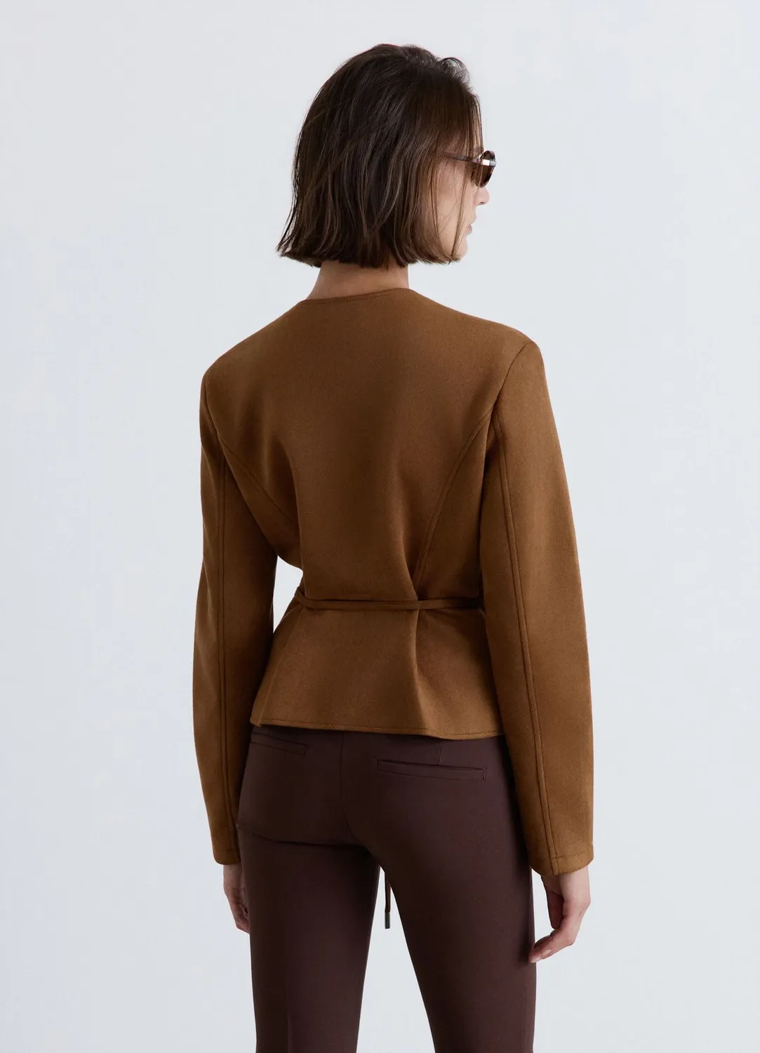 Calliope veste zip femme ceinture taille sans col