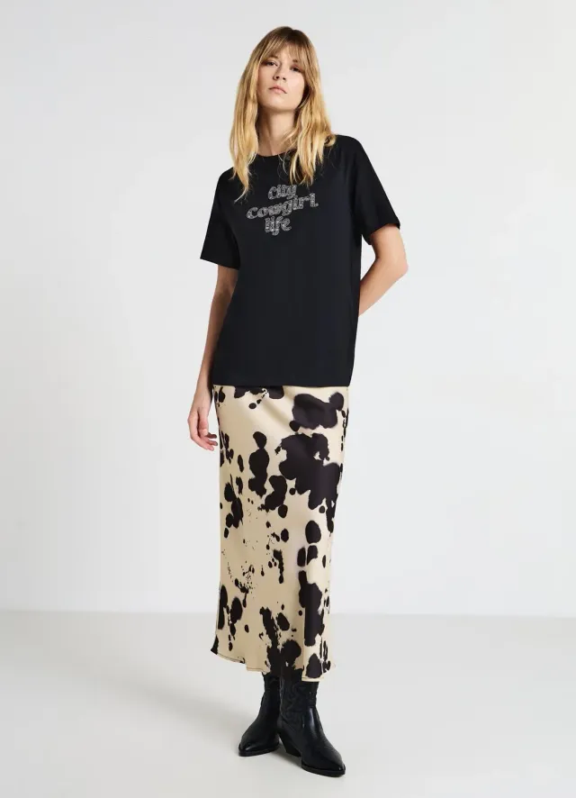 Calliope T-shirt inscription strass femme coton
