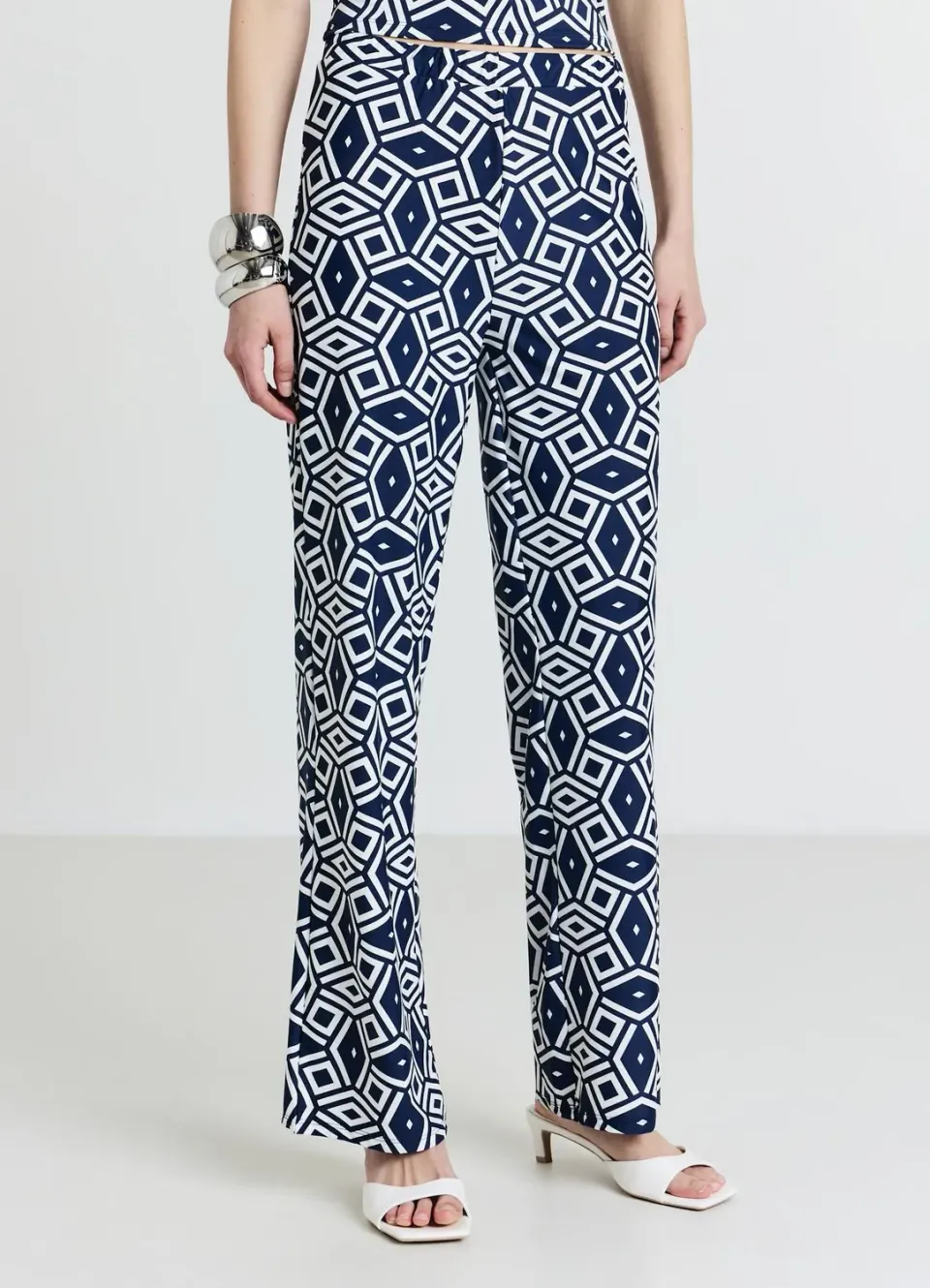 Calliope Palazzo pantalon large femme imprimé taille élastique