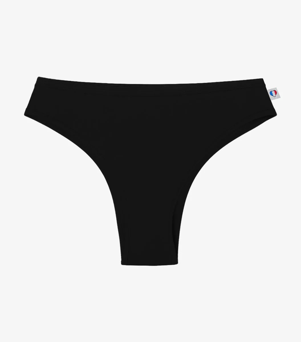 Cocorico Intemporel tanga femme noir coton
