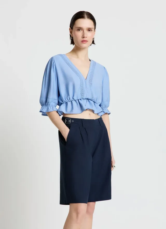 Calliope shorts bermuda femme taille haute à boucles