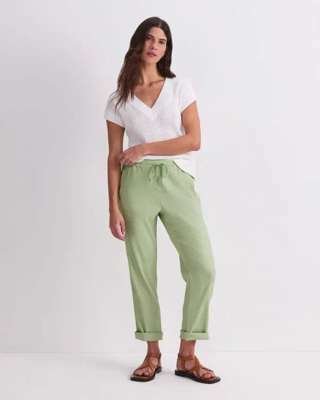 Sportscraft Rosa pantalon lin stretch taille cordon