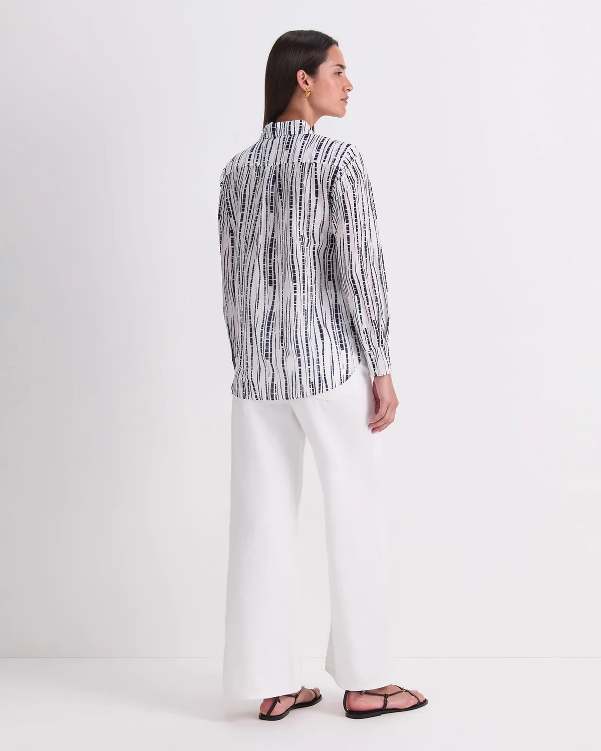 Sportscraft Stripe Cotton Silk Long Sleeve Shirt chemise rayée