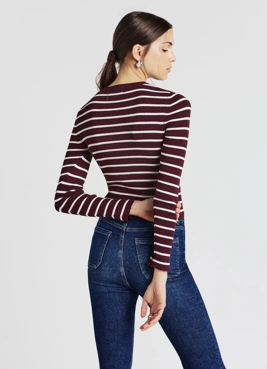 Calliope Maglia pull rayé femme manches longues col rond