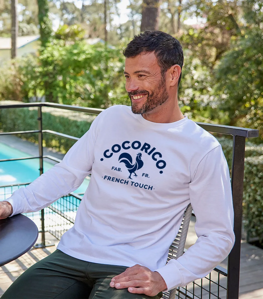 Cocorico Coq Français t-shirt manches longues blanc coton