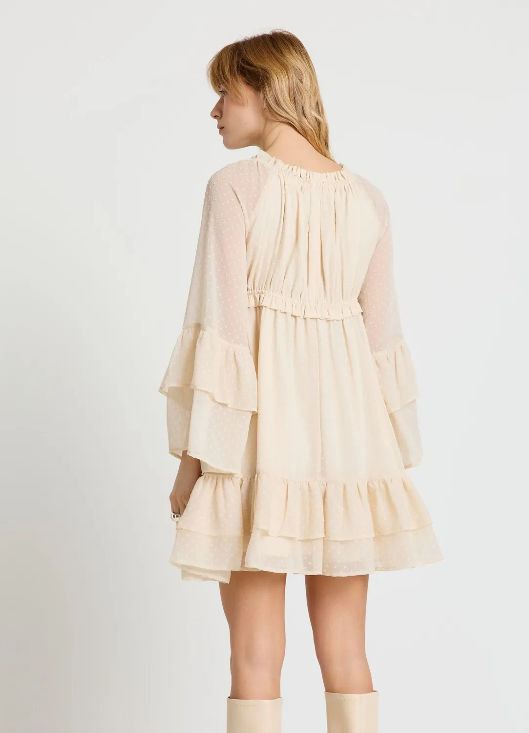Calliope Robe courte à pois femme volants