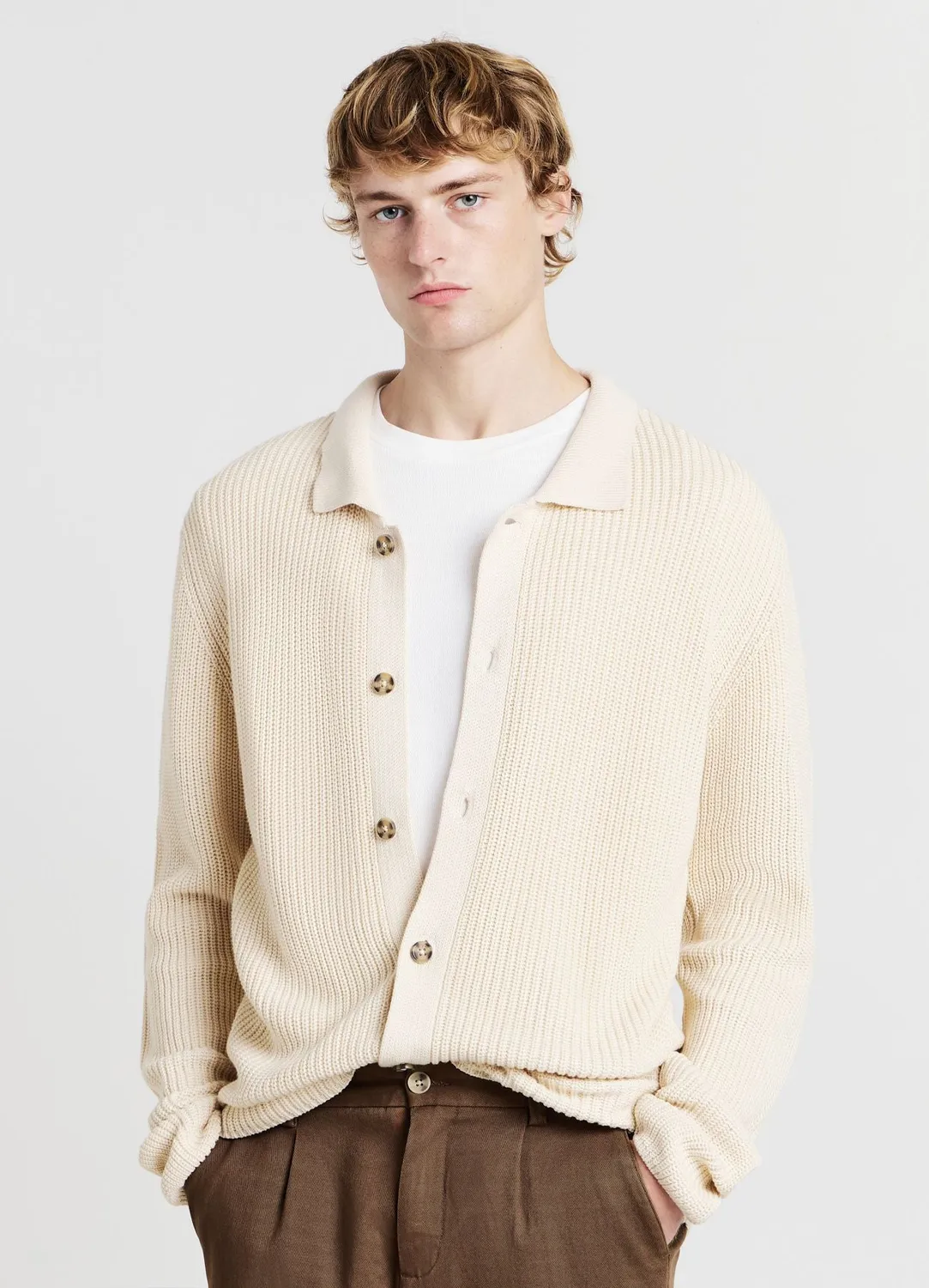 Calliope cardigan col chemise homme uni boutons