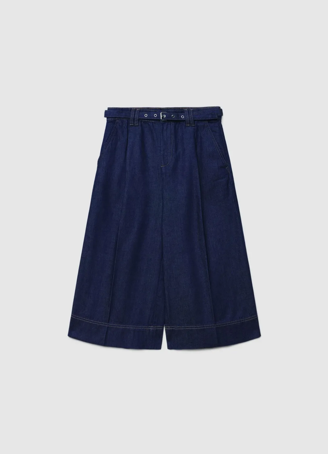 Calliope Bermuda in denim con pieghe short femme taille haute
