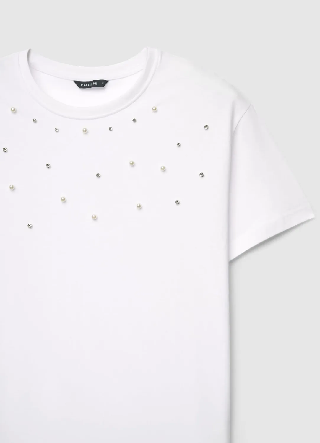 Calliope t-shirt perles et strass femme col rond