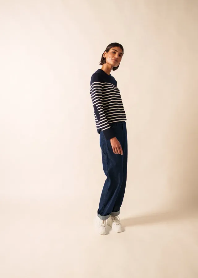 Saint James Brégançon pull marin navy écume laine