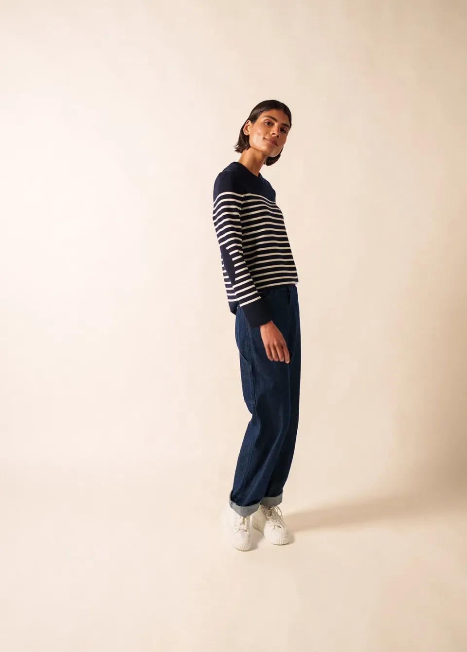Saint James Brégançon pull marin navy écume laine