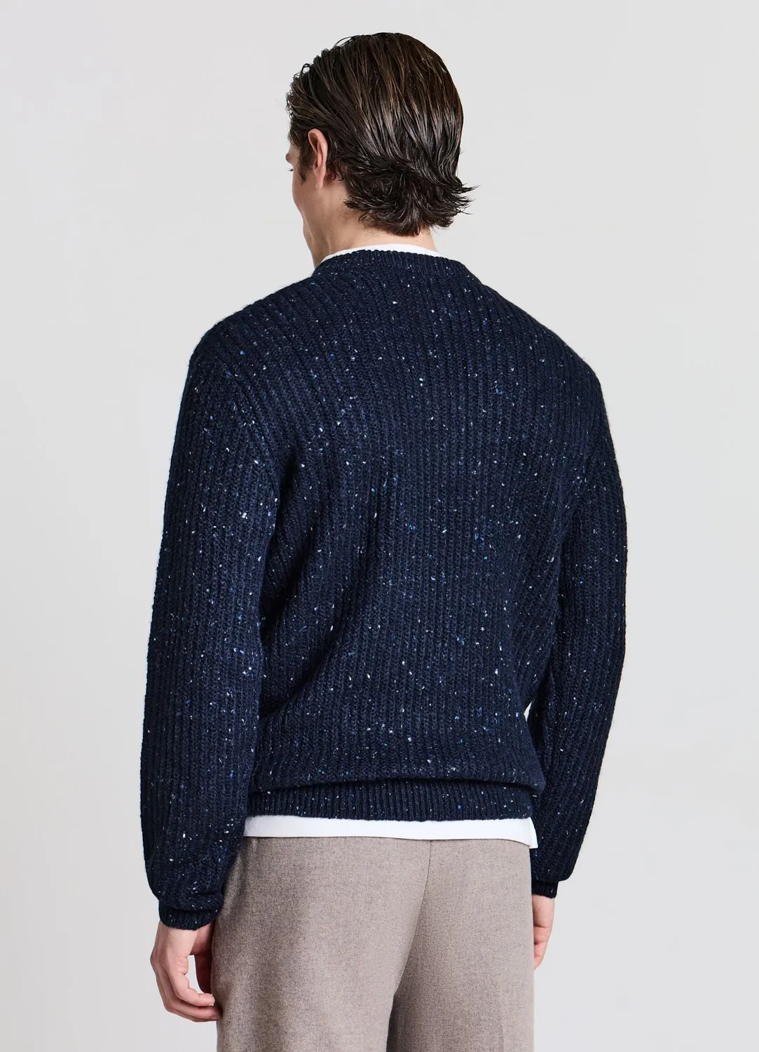 Calliope Pull côtelé homme col rond uni