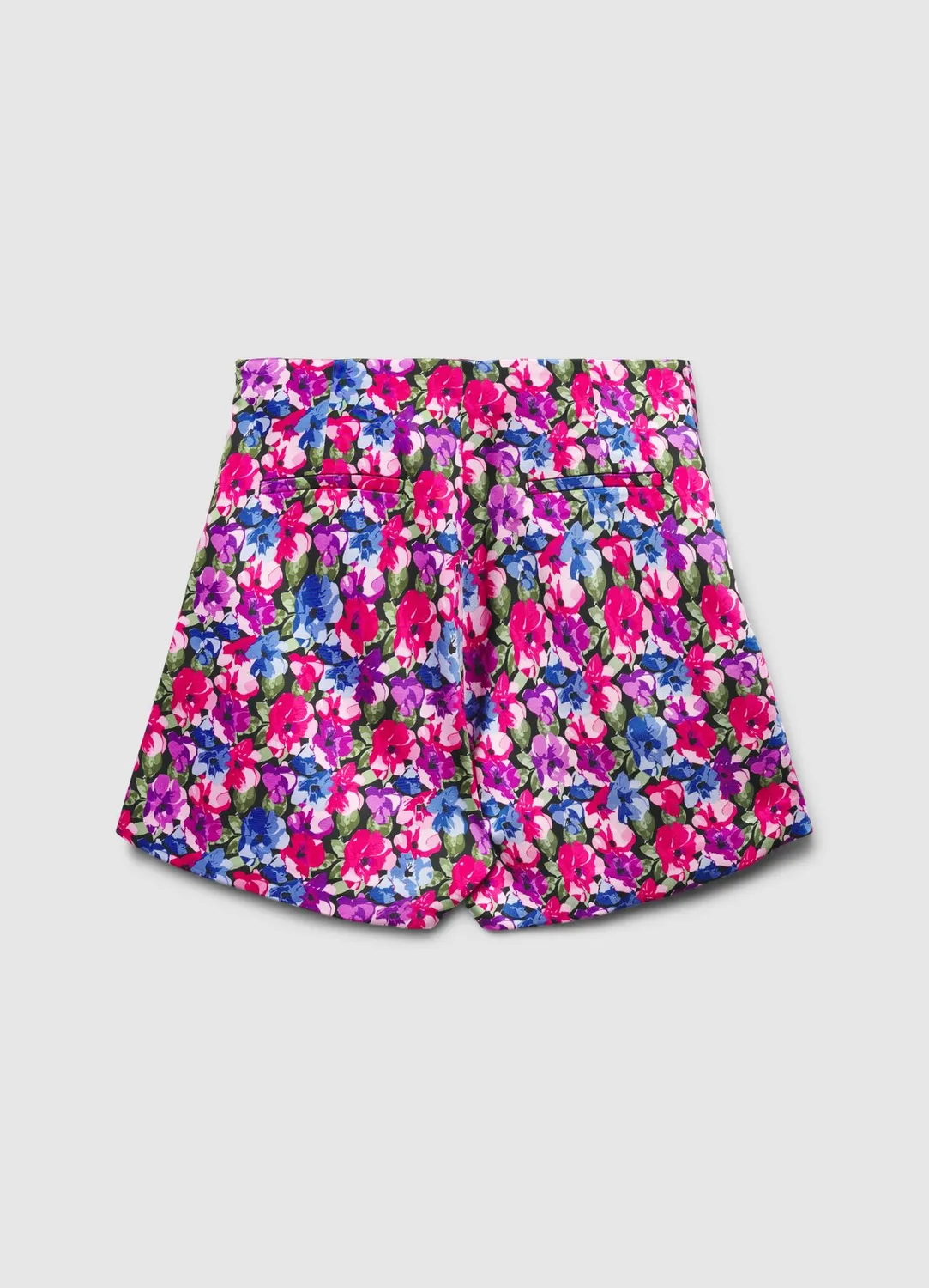 Calliope jupe-short satinée fleurs soir pan croisé