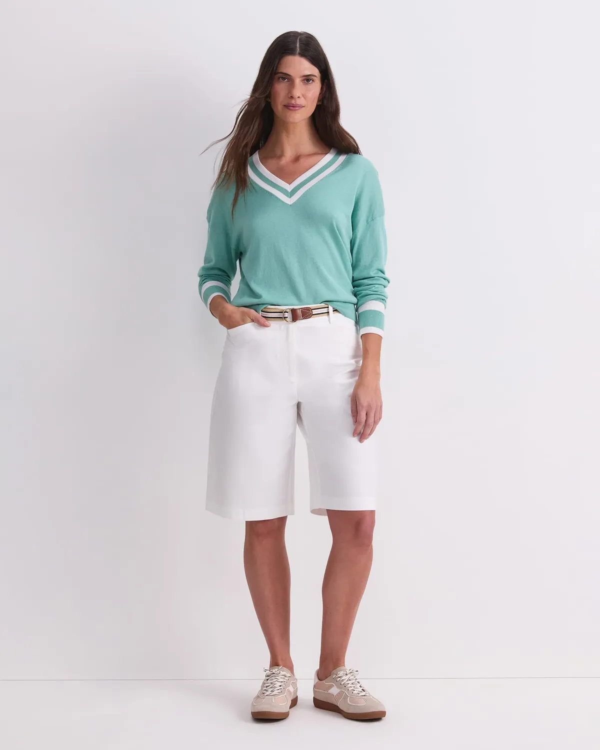 Sportscraft Alphine pull col V soie femme