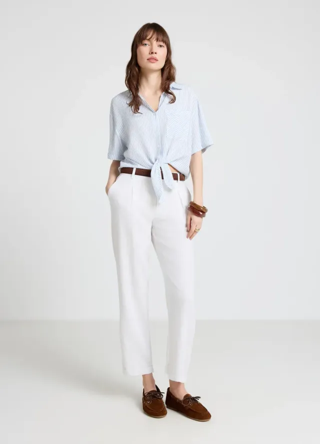 Calliope chemise rayée nœud manches courtes femme