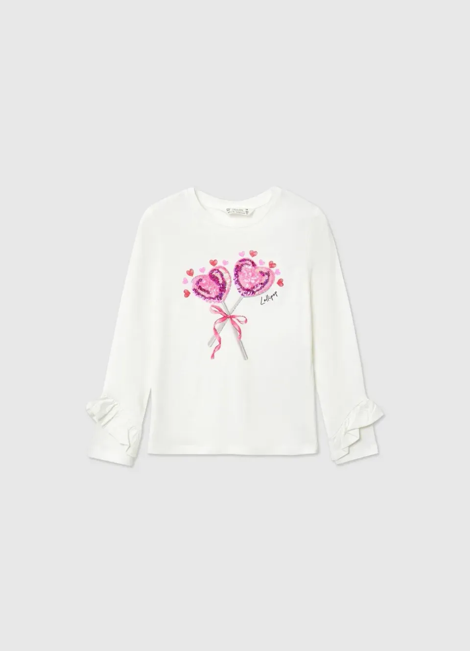Calliope t-shirt fille coeurs volants manches longues