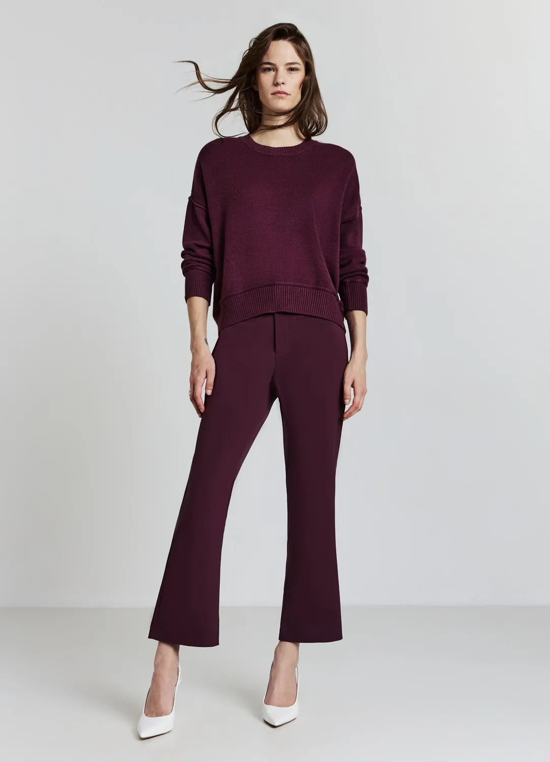 Calliope pull col rond femme bord franc uni