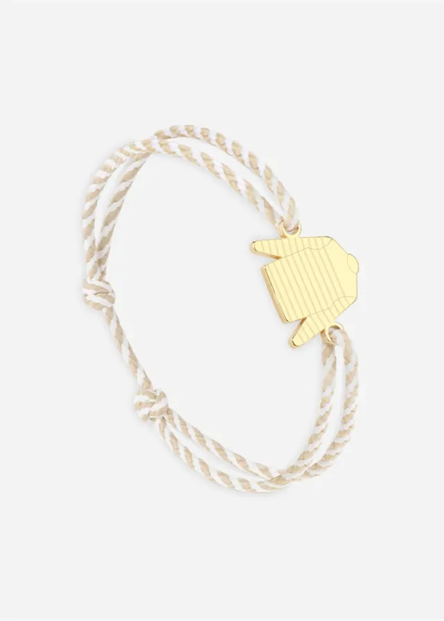 Saint James Marinière bracelet coton or rayé beige
