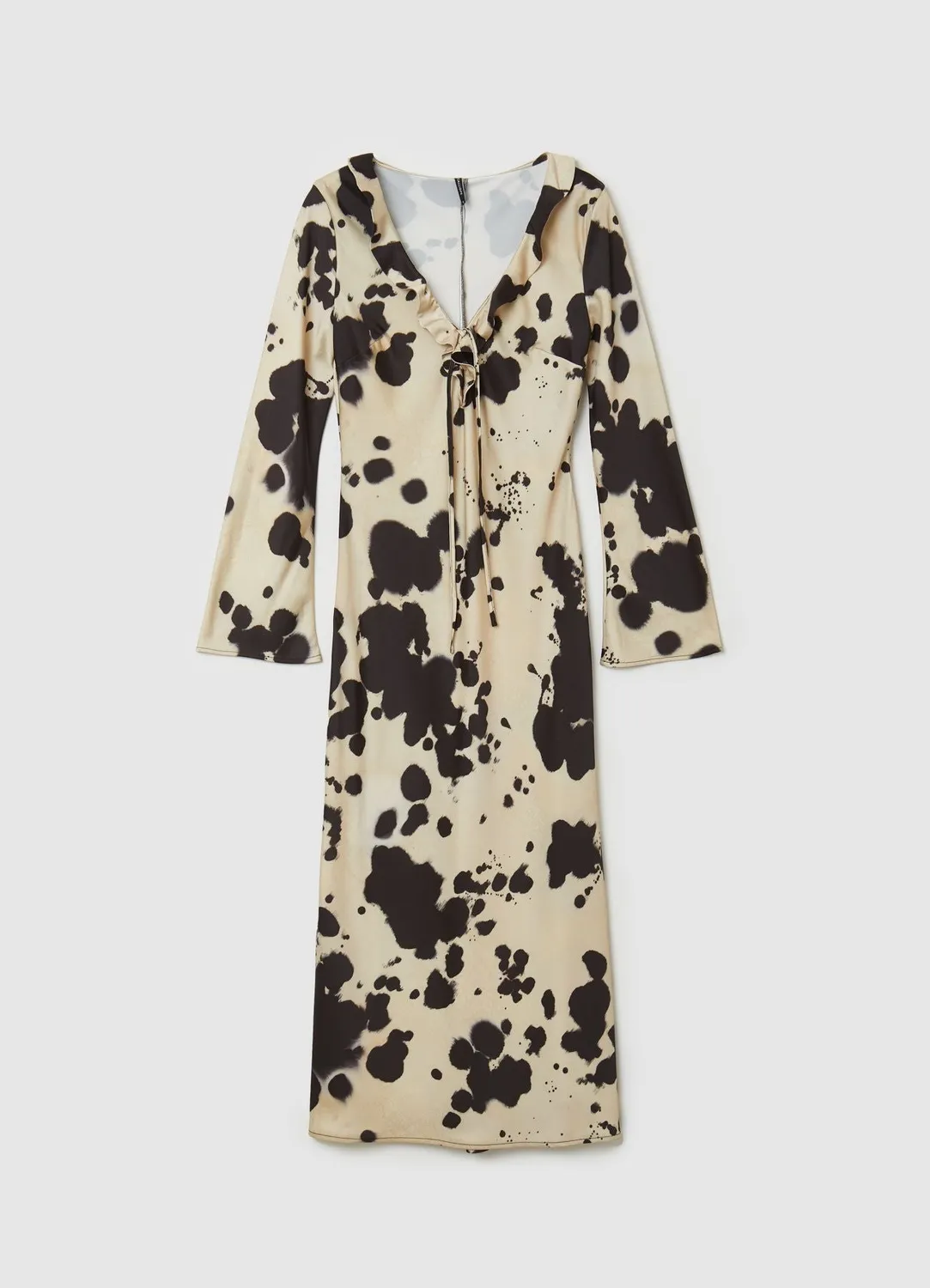 Calliope robe longue femme satin volants imprimée