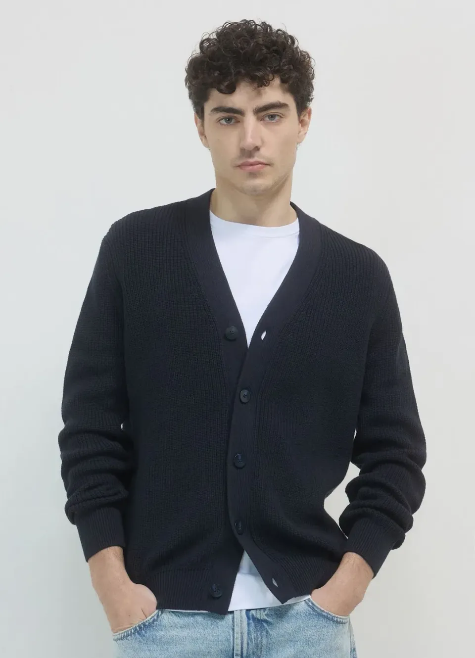 Calliope cardigan homme coton boutons uni