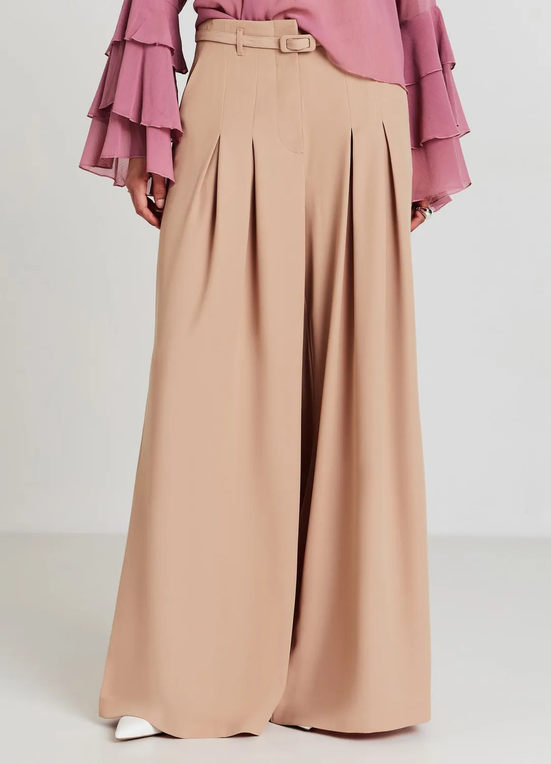 Calliope pantalon palazzo taille haute à ceinture