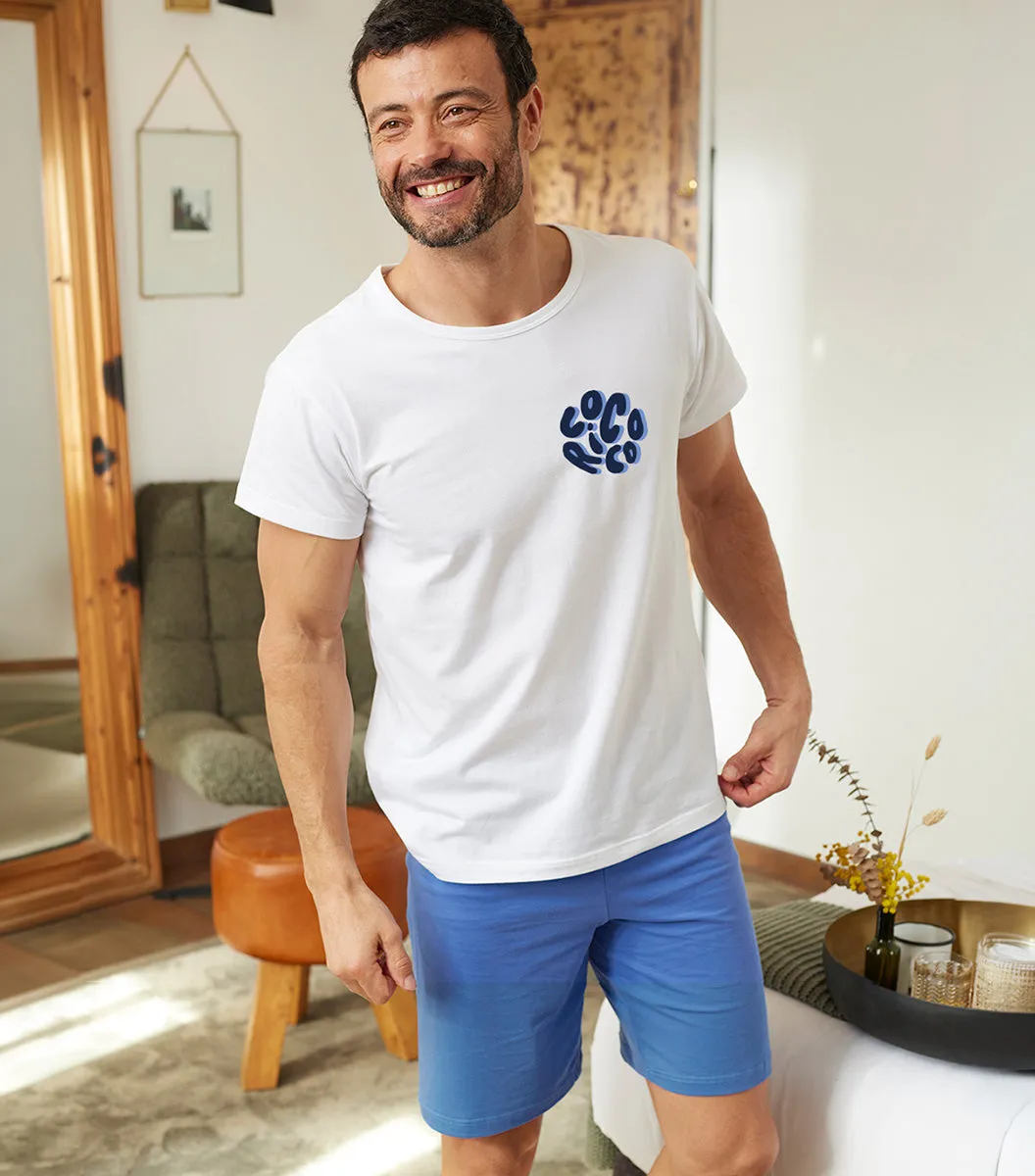 Cocorico Nuage ensemble pyjama homme blanc bleu coton