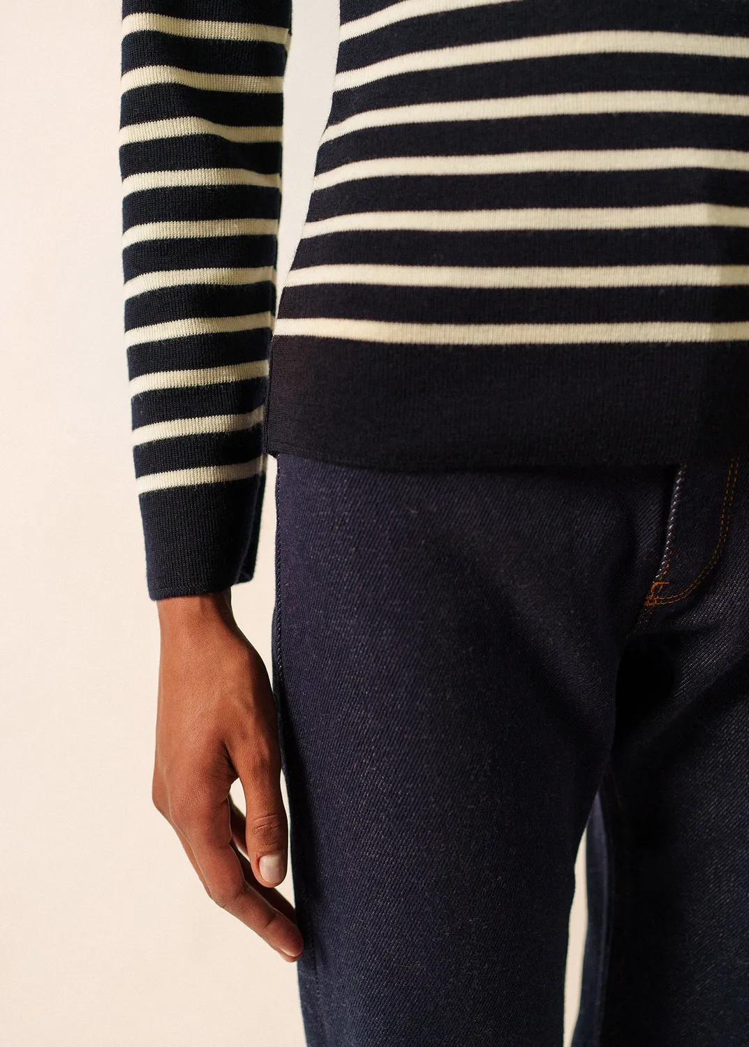 Saint James Marée pull marin navy écume 100% laine