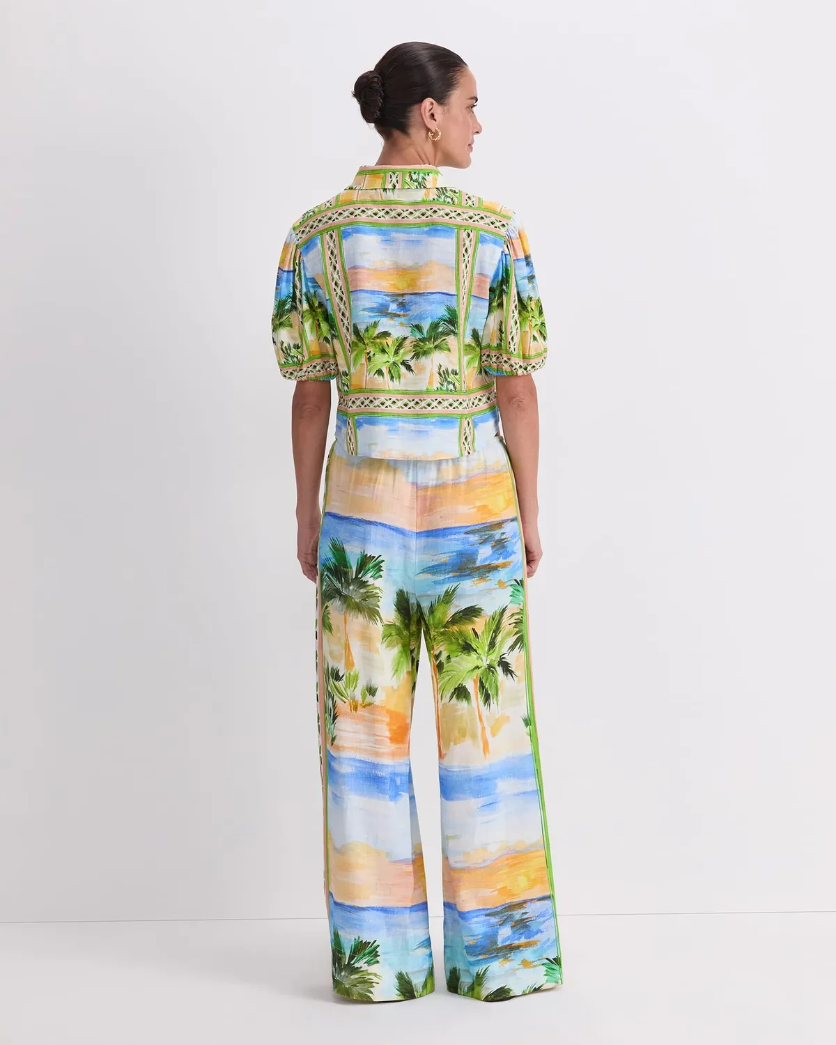 Sportscraft Sunset Wide Leg Pant pantalon lin imprimé