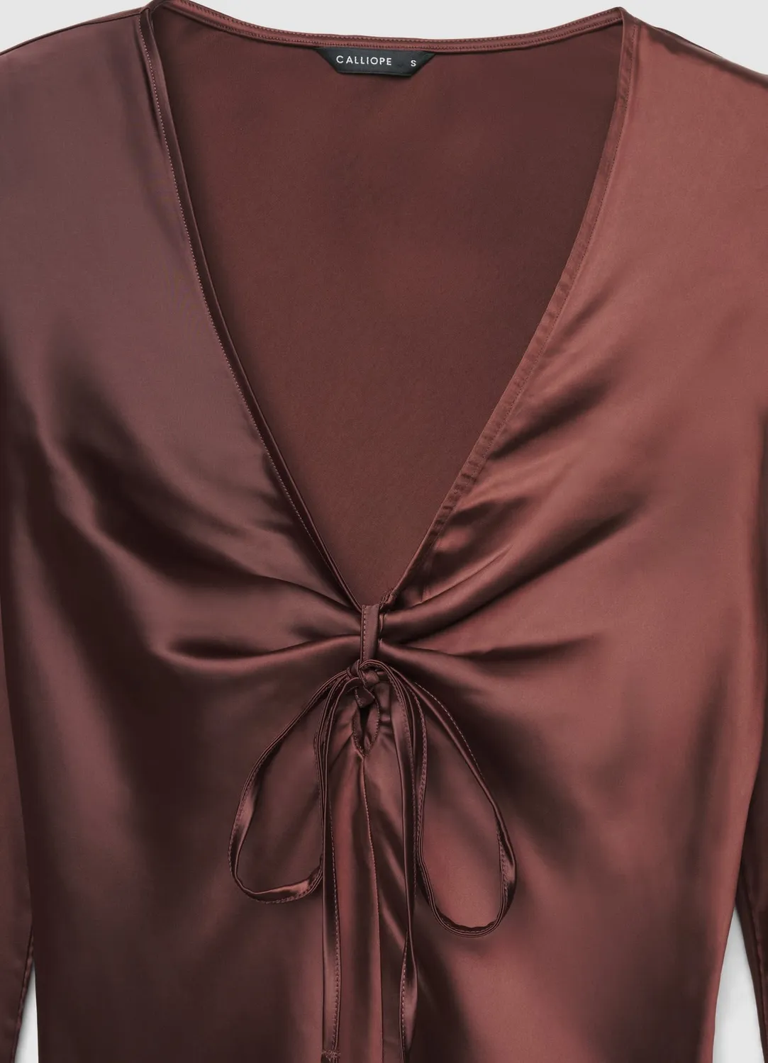 Calliope blouse satinée femme col V à nœud